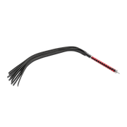 RISE - Lange Flogger met Harde Lederen Strengen - Zwart/Rood-Erotiekvoordeel.nl