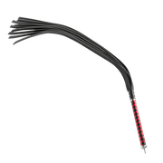 RISE - Lange Flogger met Harde Lederen Strengen - Zwart/Rood-Erotiekvoordeel.nl