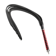 RISE - Lange Flogger met Harde Lederen Strengen - Zwart/Rood-Erotiekvoordeel.nl