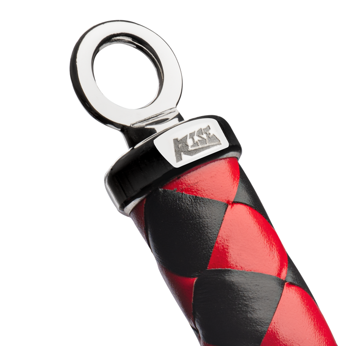 RISE - Lange Flogger met Harde Lederen Strengen - Zwart/Rood-Erotiekvoordeel.nl