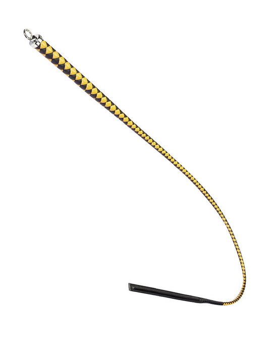 RISE - BDSM Zweep - Feather Wide Single Tail - Zwart/Goud-Erotiekvoordeel.nl