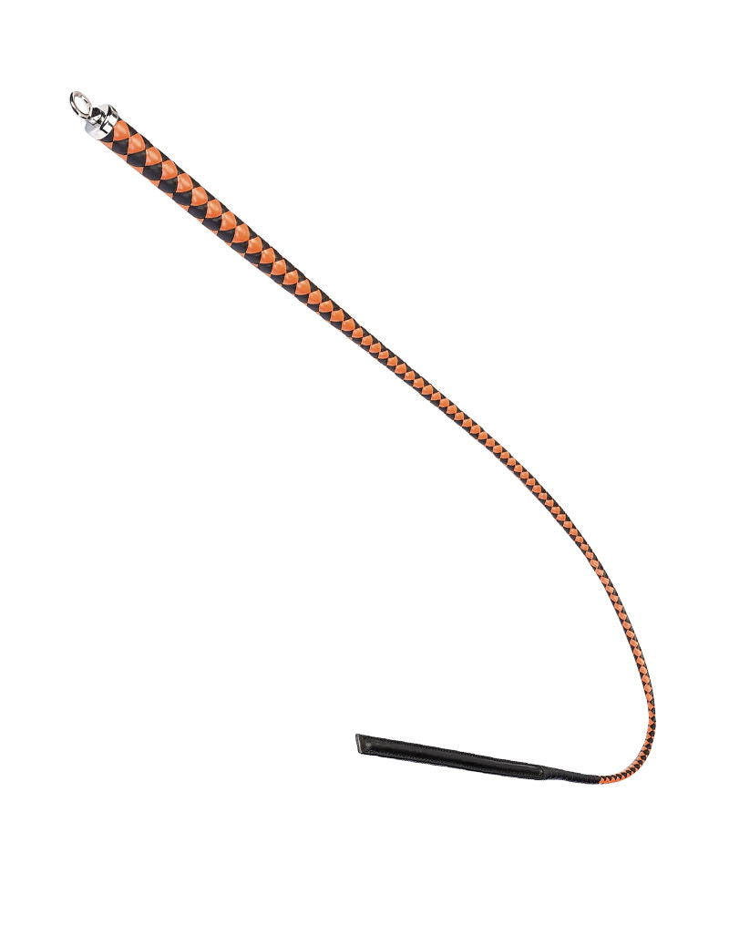 RISE - BDSM Zweep - Feather Slim Single Tail - Oranje/Zwart-Erotiekvoordeel.nl