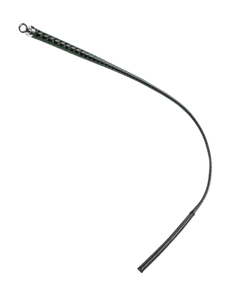 RISE - BDSM Zweep - Feather Slim Single Tail - Zwart/Groen-Erotiekvoordeel.nl