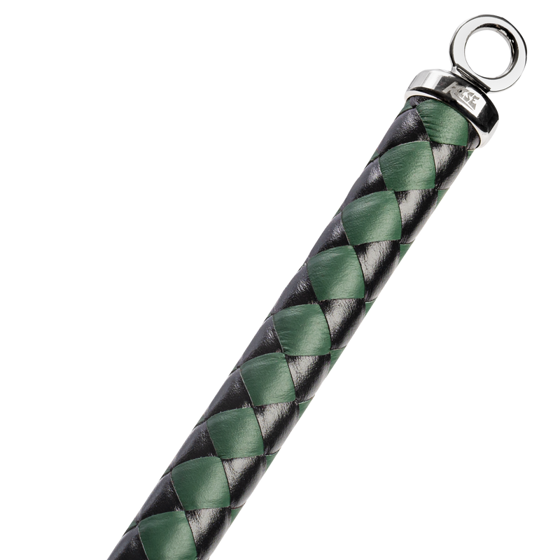 RISE - BDSM Zweep - Feather Slim Single Tail - Zwart/Groen-Erotiekvoordeel.nl