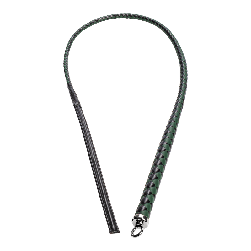 RISE - BDSM Zweep - Feather Slim Single Tail - Zwart/Groen-Erotiekvoordeel.nl