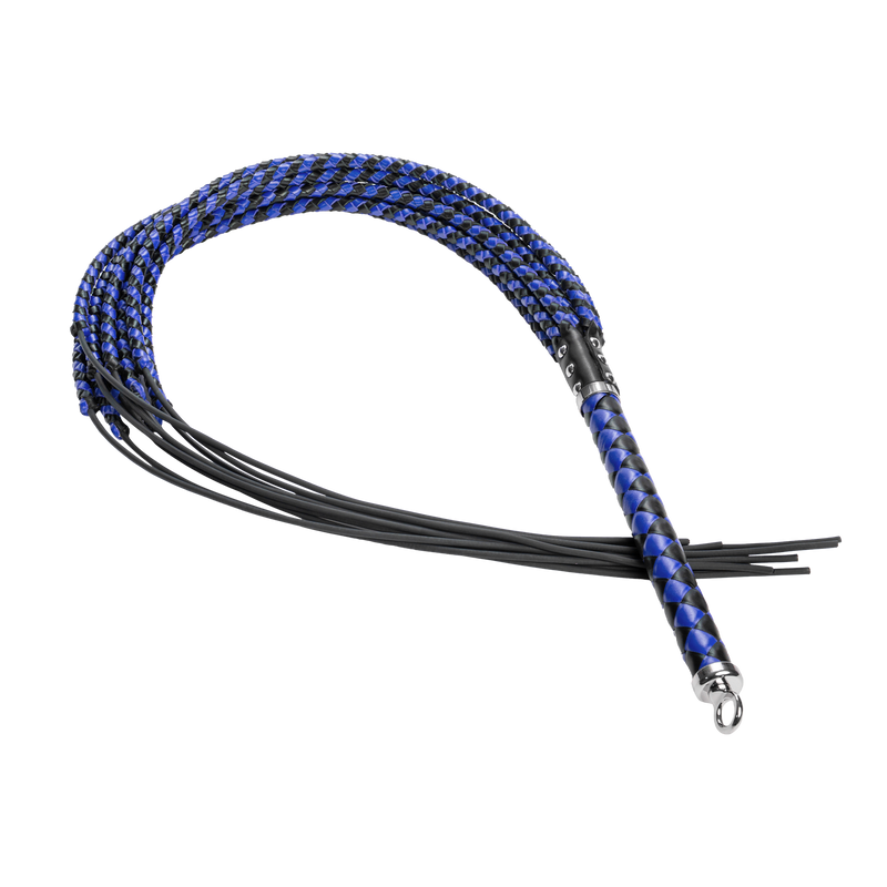 RISE - Cat O' Nine BDSM Zweep - Extra Heavy - Zwart/Blauw-Erotiekvoordeel.nl