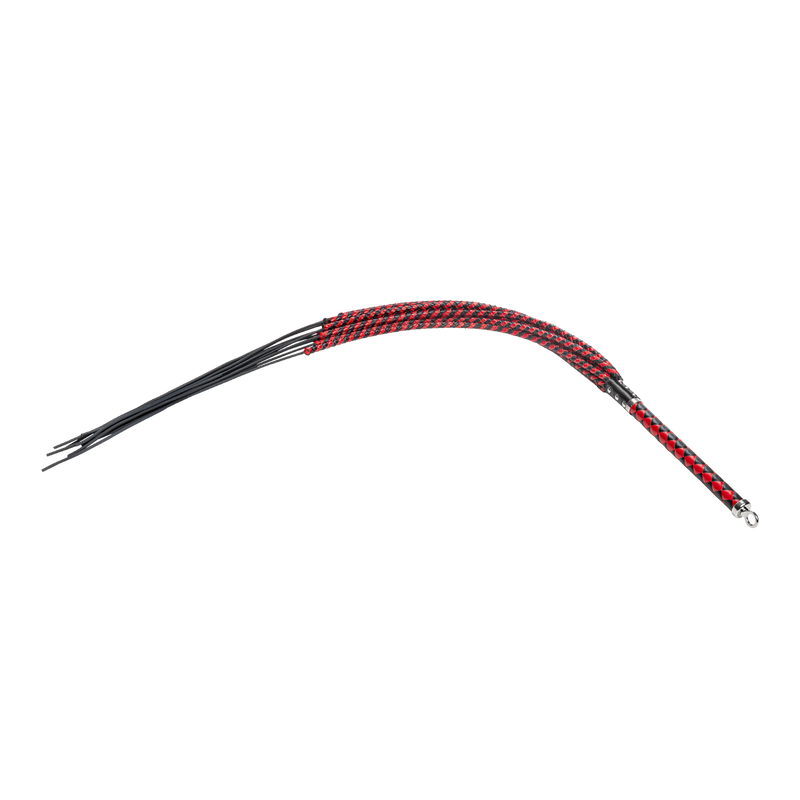 RISE - Cat O' Nine BDSM Zweep - Extra Heavy - Zwart/Rood-Erotiekvoordeel.nl