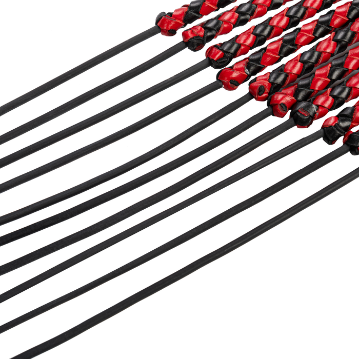 RISE - Cat O' Nine BDSM Zweep - Extra Heavy - Zwart/Rood-Erotiekvoordeel.nl