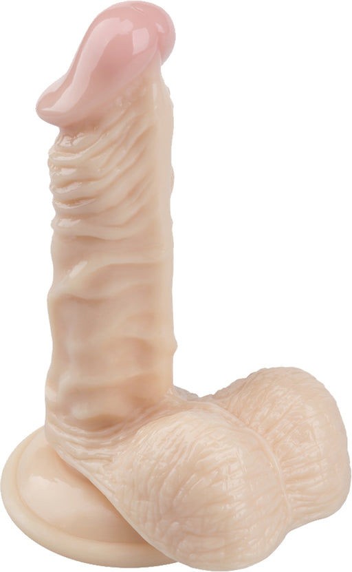 Being Fetish - PVC Dildo met Balzak en Zuignap - 16,5 cm - Lichte Huidskleur-Erotiekvoordeel.nl
