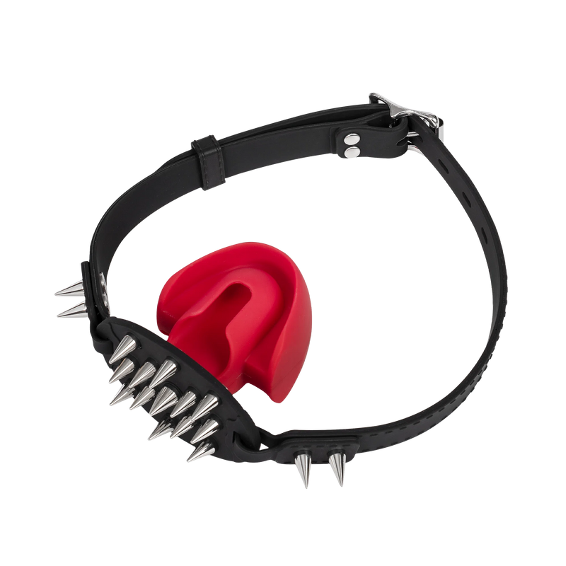 Rimba Mondknevel met Bit en Studs — Zwart/Rood-Erotiekvoordeel.nl