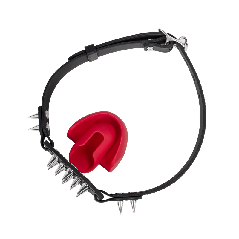 Rimba Mondknevel met Bit en Studs — Zwart/Rood-Erotiekvoordeel.nl