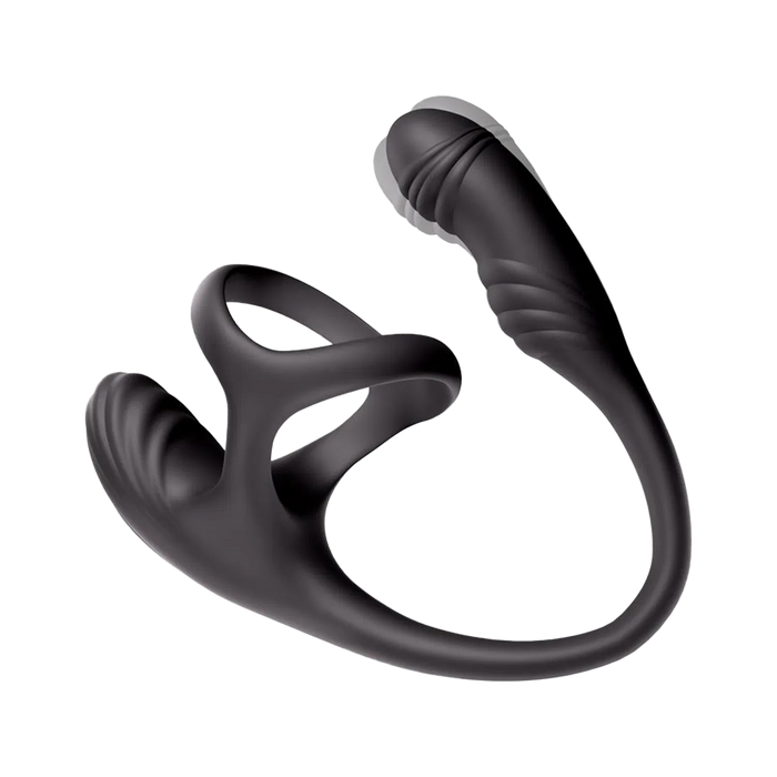 IY - Kamber - Golvende en Vibrerende Anaal Plug met Cockring - Zwart-Erotiekvoordeel.nl