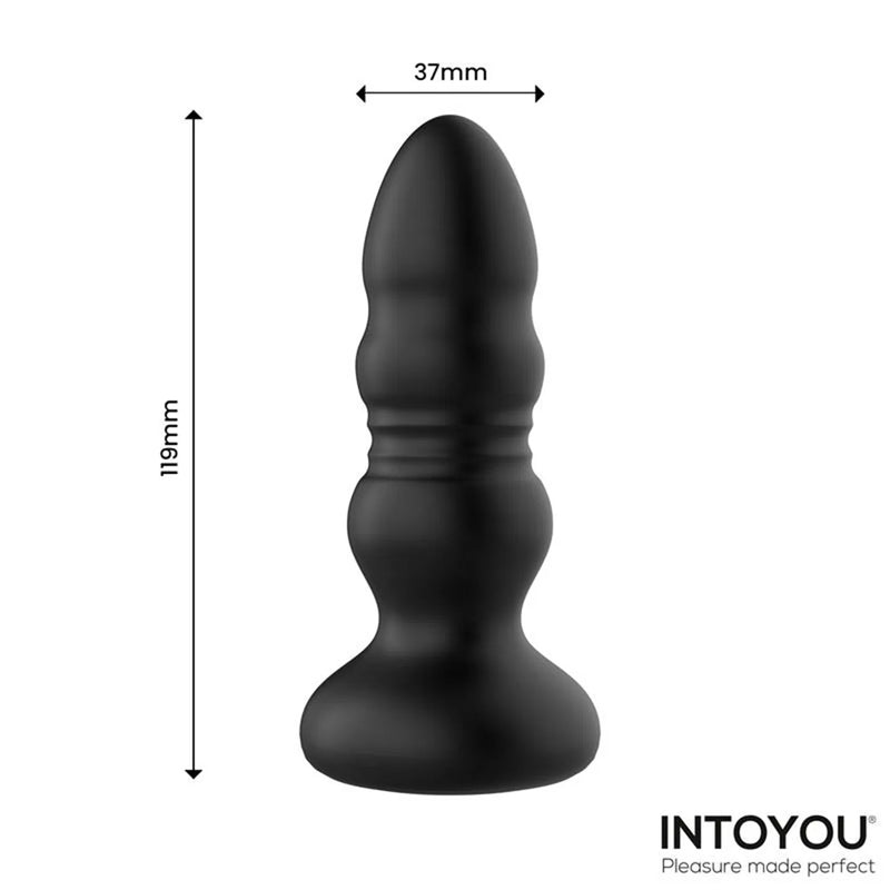 IY - Krax - Buttplug met Vibratie en Stootbeweging - Met LED-licht - Zwart-Erotiekvoordeel.nl