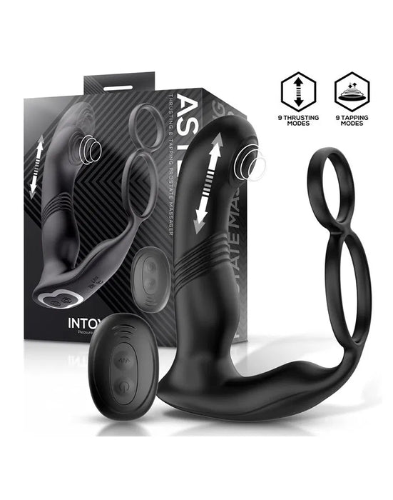 IY - Astex - Stotende & Kloppende Prostaatmassager met Afstandsbediening - Zwart-Erotiekvoordeel.nl