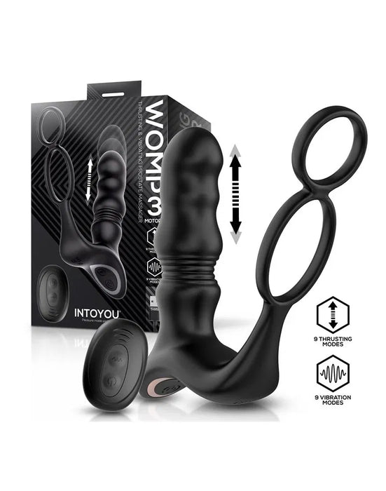 IY - Womp - Stotende en Vibrerende Prostaatmassager met Afstandsbediening - Zwart-Erotiekvoordeel.nl