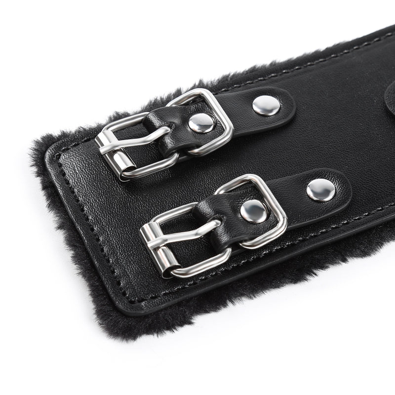 Smart Moves - Bont Gevoerde Enkelboeien met Dubbel Riempje - Zwart-Erotiekvoordeel.nl