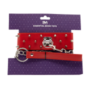 Smart Moves - Brede Collar met Spikes - Inclusief Leash - Rood-Erotiekvoordeel.nl