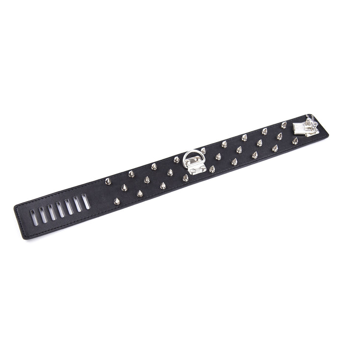 Smart Moves - Brede Collar met Spikes - Inclusief Leash - Zwart-Erotiekvoordeel.nl