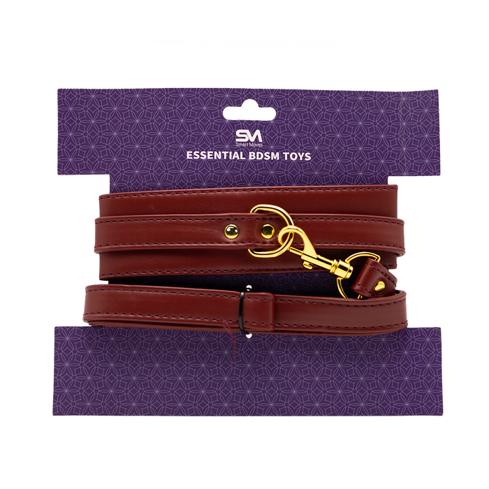 Smart Moves - Collar met Leash - Donkerrood - Gouden Hardware-Erotiekvoordeel.nl