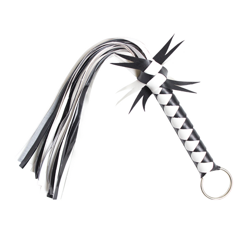 Smart Moves - Flogger met Deco - 45 cm - Zwart/Wit-Erotiekvoordeel.nl