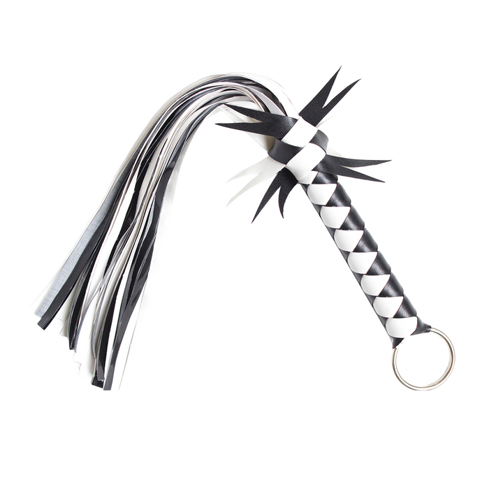 Smart Moves - Flogger met Deco - 45 cm - Zwart/Wit-Erotiekvoordeel.nl
