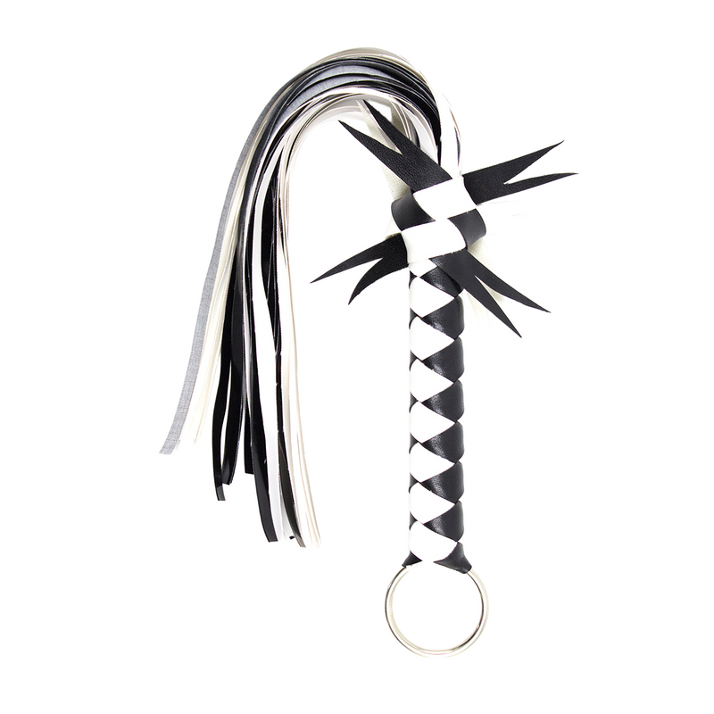 Smart Moves - Flogger met Deco - 45 cm - Zwart/Wit-Erotiekvoordeel.nl