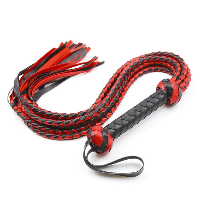 Smart Moves - Flogger met Gevlochten Strengen 78 cm - Zwart/Rood-Erotiekvoordeel.nl