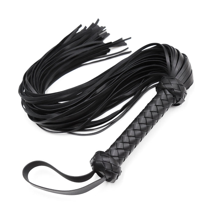 Smart Moves - Flogger - PU Leer - Gevlochten Handvat - 65 cm - Zwart-Erotiekvoordeel.nl