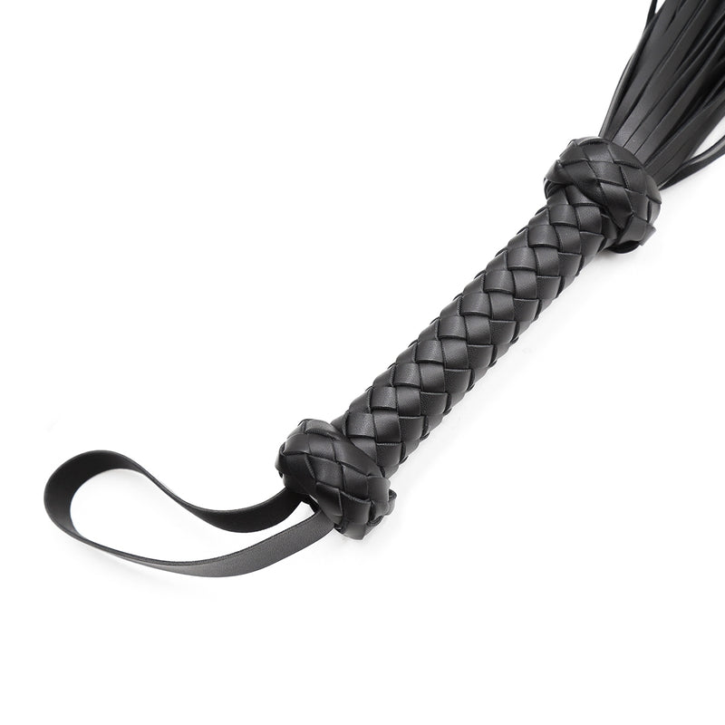Smart Moves - Flogger - PU Leer - Gevlochten Handvat - 65 cm - Zwart-Erotiekvoordeel.nl