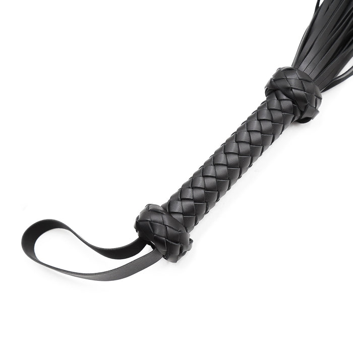 Smart Moves - Flogger - PU Leer - Gevlochten Handvat - 65 cm - Zwart-Erotiekvoordeel.nl