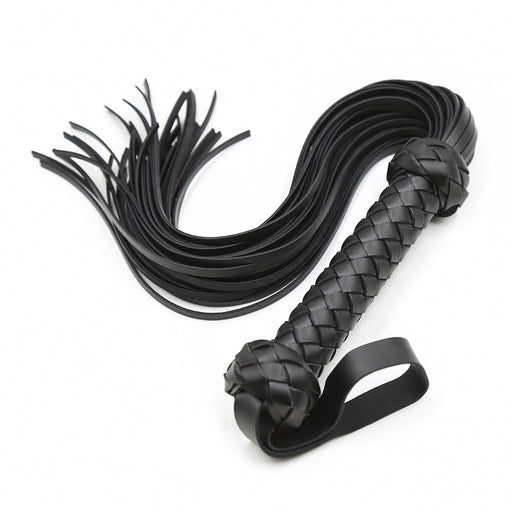 Smart Moves - Flogger - Gevlochten Handvat - PU Leer - 49 cm - Zwart-Erotiekvoordeel.nl
