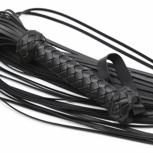 Smart Moves - Flogger - Gevlochten Handvat - PU Leer - 49 cm - Zwart-Erotiekvoordeel.nl