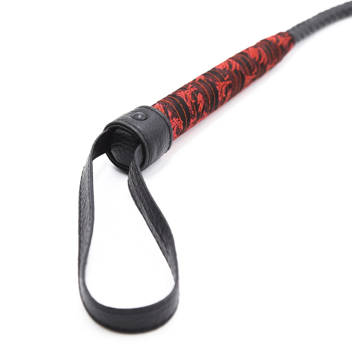 Smart Moves - Lange Bullwhip - 106 cm - Brokaat Kanten Handvat - Zwart/Rood-Erotiekvoordeel.nl