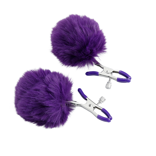 Smart Moves - Tepelklemmen met Fluffy Pompoms - Paars-Erotiekvoordeel.nl