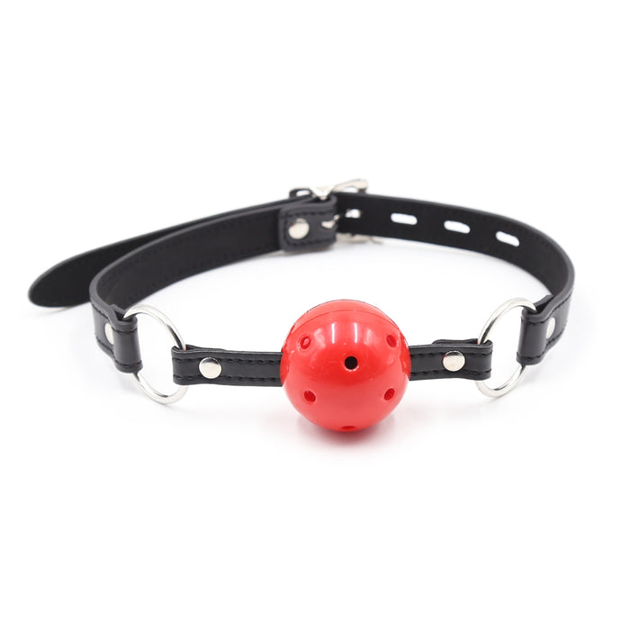 Smart Moves - Ball Gag - Plastic Bal met Ademgaten - Rood/Zwart-Erotiekvoordeel.nl