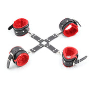 Fixxx - Hogtie Cross with Plush Zwart / Rood-Erotiekvoordeel.nl