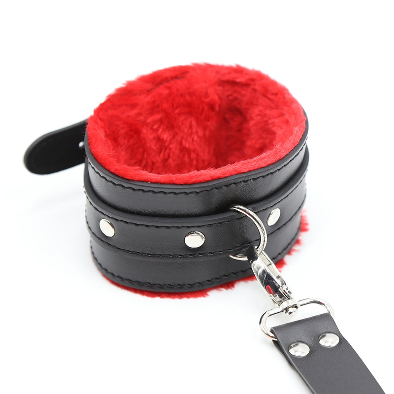 Fixxx - Hogtie Bondageset met Pluche Gevoerde Boeien - Zwart/Rood