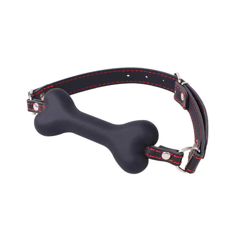 Fixxx - Silicone Bone Gag Zwart-Erotiekvoordeel.nl