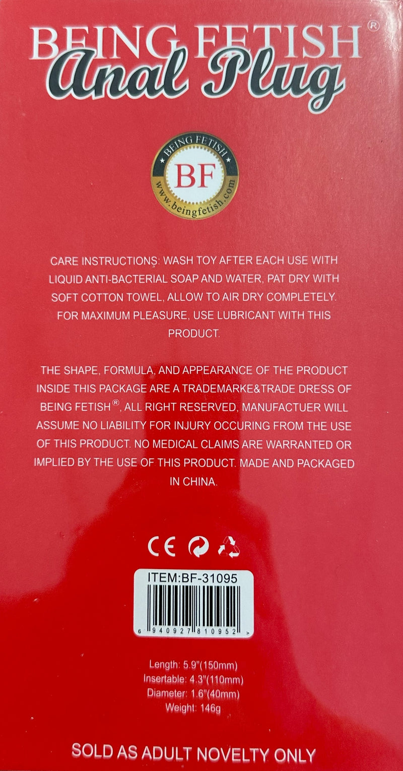 Being Fetish – Anaal Plug – Zwart – 15 x 4 cm-Erotiekvoordeel.nl