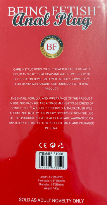 Being Fetish – Anaal Plug – Zwart – 15 x 4 cm-Erotiekvoordeel.nl