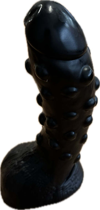 Being Fetish - PVC Dildo met Noppen - 23 cm - Zwart-Erotiekvoordeel.nl