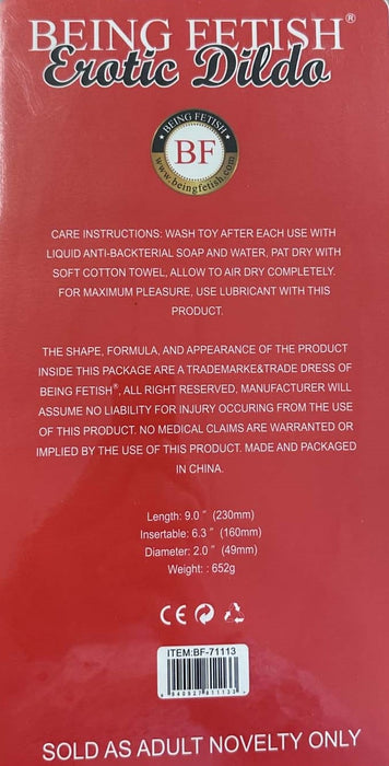 Being Fetish - PVC Dildo met Noppen - 23 cm - Zwart-Erotiekvoordeel.nl