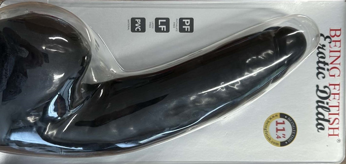 Being Fetish - PVC Dildo - 29 cm - Zwart-Erotiekvoordeel.nl