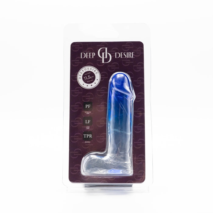 Deep Desire - Kleine Dildo - Kunstrubber - 11,5 cm - Transparant/Blauw-Erotiekvoordeel.nl