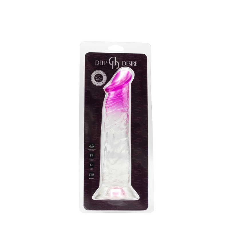 Deep Desire - Transparante Dildo - TPR - 22 cm - Transparant/Roze-Erotiekvoordeel.nl