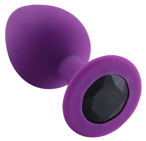 PLGZ - Rosebud Siliconen Anaal Plug - Paars - Zwarte Siersteen-Erotiekvoordeel.nl