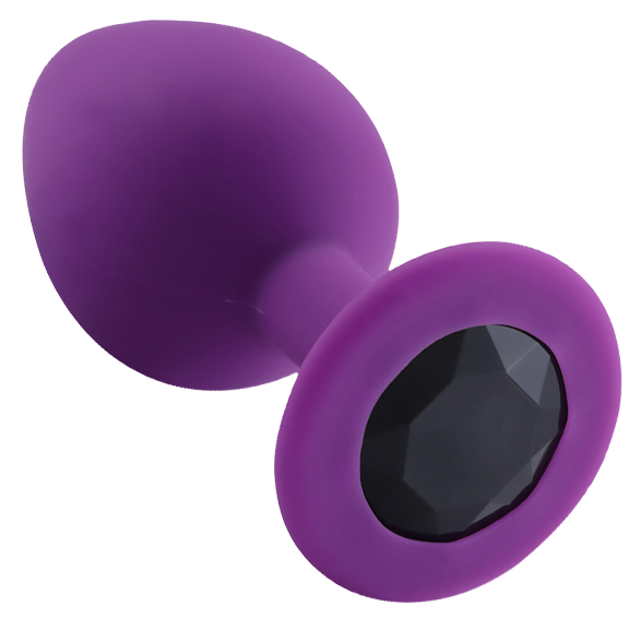PLGZ - Rosebud Siliconen Anaal Plug - Paars - Zwarte Siersteen-Erotiekvoordeel.nl