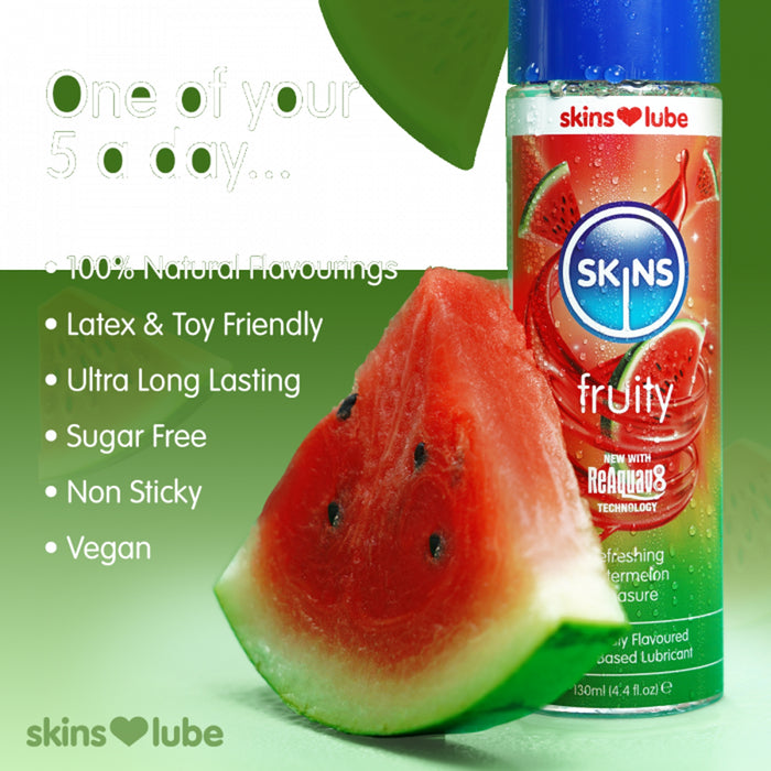 Skins - Watermeloen - Glijmiddel met Smaakje - Waterbasis - 130 ml-Erotiekvoordeel.nl