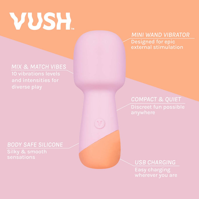 Vush - Peachy - Mini Wand Vibrator - Lichtroze-Erotiekvoordeel.nl