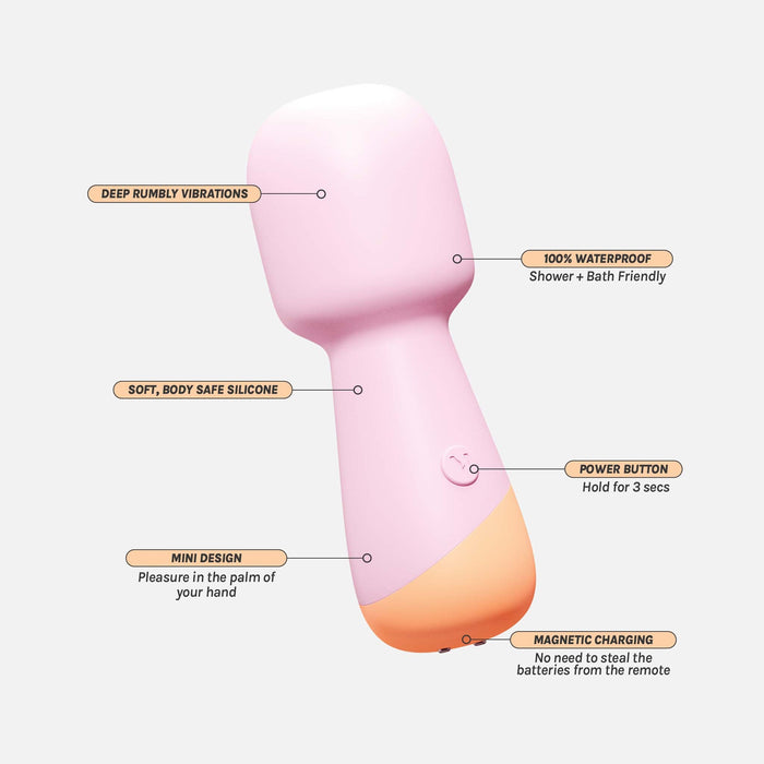 Vush - Peachy - Mini Wand Vibrator - Lichtroze-Erotiekvoordeel.nl